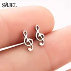 SMJEL женские серьги-гвоздики с музыкальной нотой из нержавеющей стали, маленькие рок-украшения, подарок для девочек, бижутерия