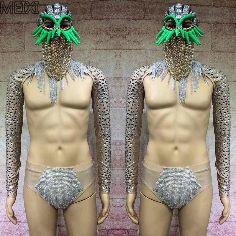 Блестящее сексуальное мужское платье стразы брюки для вечерние ночного клуба