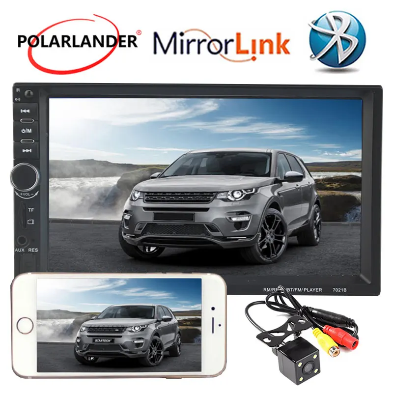 2Din Зеркало Ссылка экран Bluetooth 10 языков автомобиля радио заднего вида камера 7