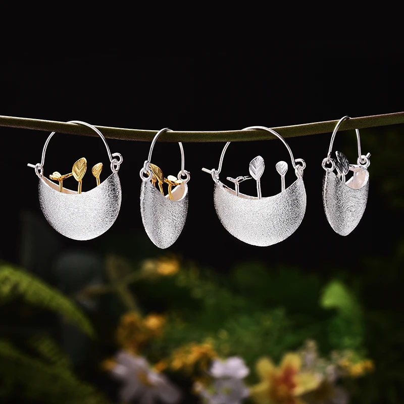 Lotus весело Настоящее стерлингового серебра 925 природных творческий ручной Fine Jewelry