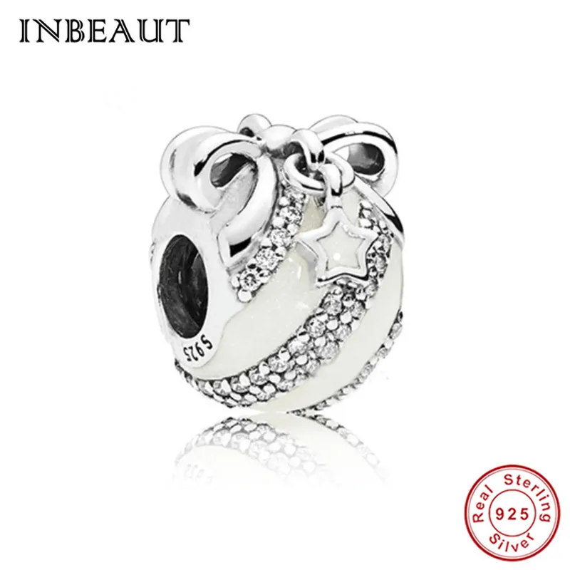 INBEAUT/ зимний 925 пробы Серебряный Рождественский поезд Санта Клаус, красные длинные снежные башмаки, подарок, браслет Pandora