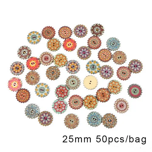 25mm thick 2mm 50 шт. пуговицы из натурального дерева круглые спиральные швейные пуговицы Скрапбукинг 2 отверстия Швейные аксессуары для детей - Цвет: 25mm thick 2mm