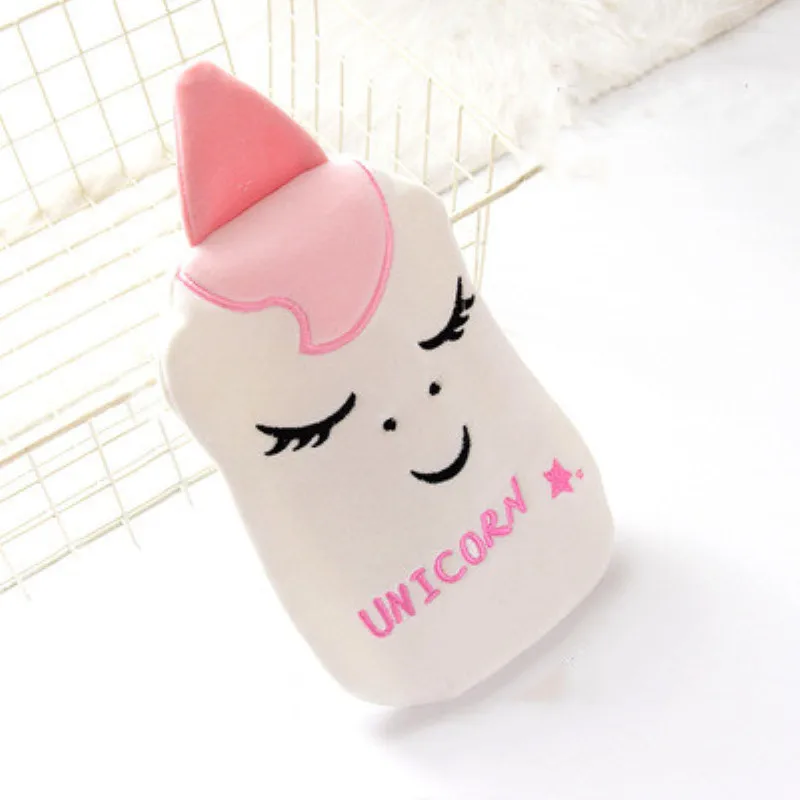 Единорог плюшевый мультфильм горячие бутылки для воды Супер милый портативный