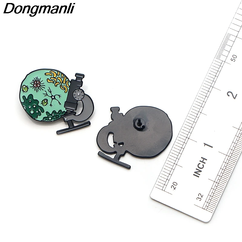 P3608 Dongmanli бактериальный микроскоп, металлические эмалированные булавки и броши для женщин, медицинские значки, подарки
