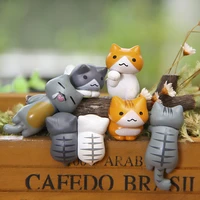 6pcslot cute cat meow mascot mini figurines pvc figure toy diy garden decor cats crafts flower pot micro landscape ltt9429
