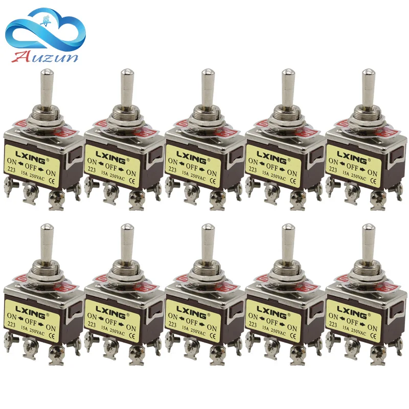 

10pce button switch 223 triple double reset hexapod opening 12MM toggle switch silver foot silver contacts