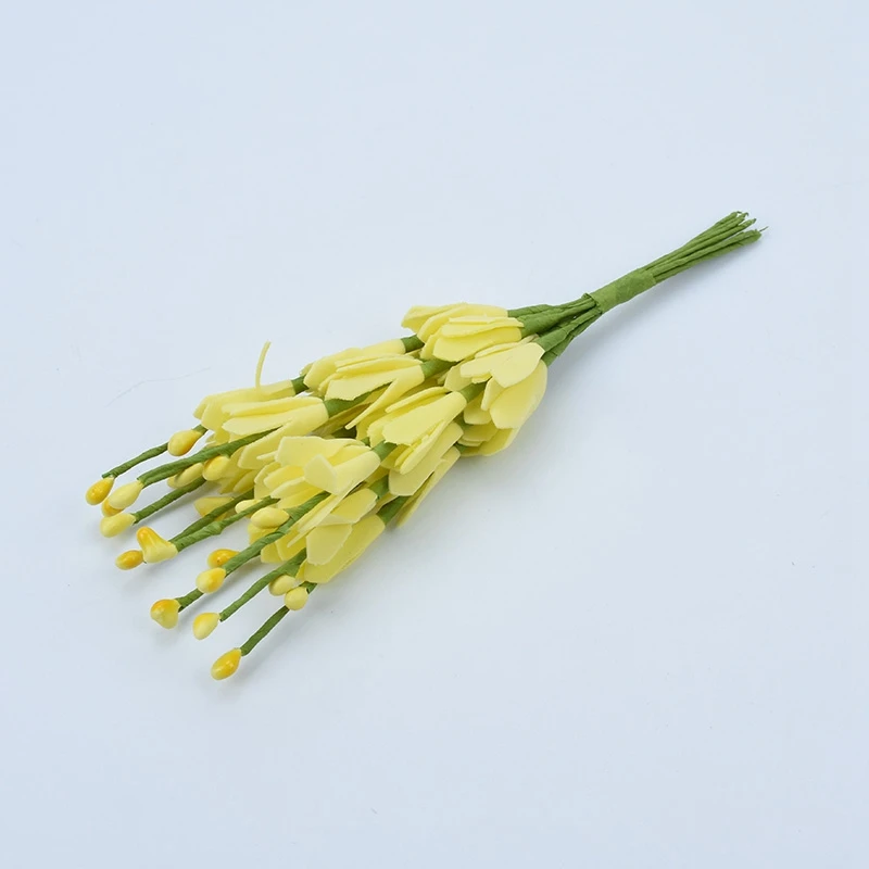yellow 10 шт., искусственная тычинка, пена, персиковая ветка, помпон, сделай сам, подарки, Рождественский венок, украшение для дома, свадьбы, скрапбукинг, искусственные цветы - Цвет: yellow