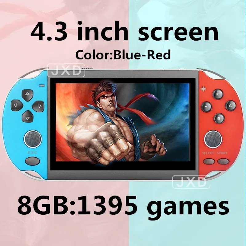 4.3BlueRed 1395 game 4,3 дюймовый двойной джойстик Цветной Ручной игровой консоли встроенный в 7500 игр поддержка fc/gb/gbc/gba/ps1/аркадная игра mp3/4 dv dc - Цвет: 4.3BlueRed 1395 game