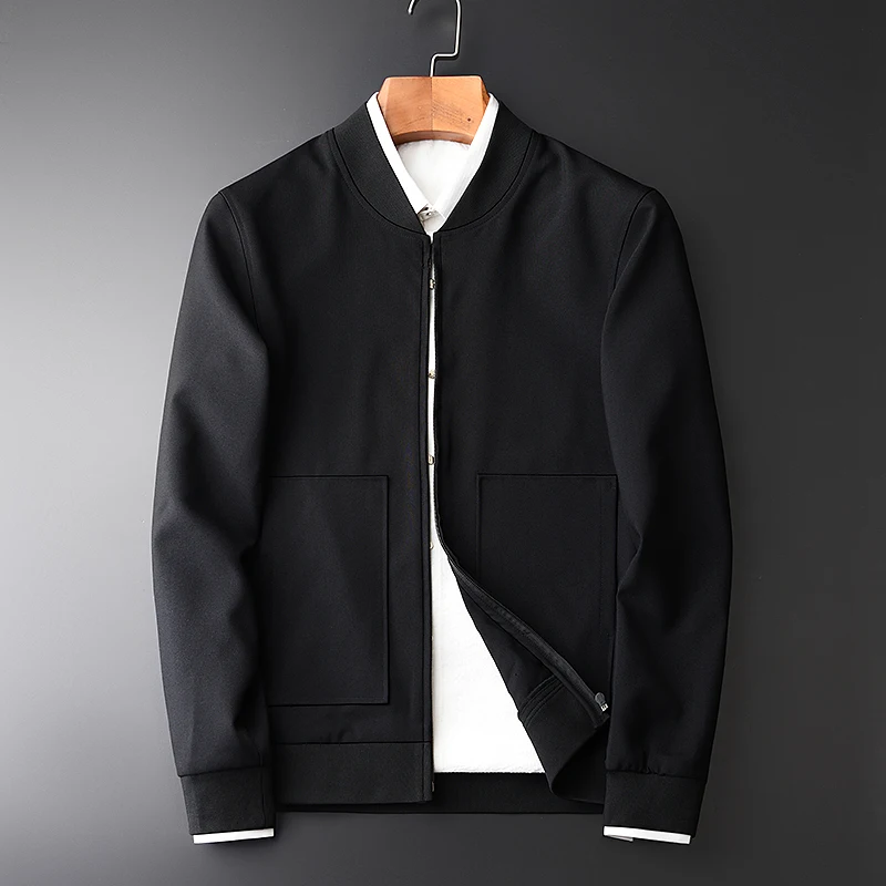 

Minglu New Arrival Spring Baseball Uniform Single-deck Men's Jackets Hight Qulity Fashion Thin Casual Slim Fit Black Jcaket 4XL