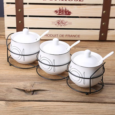 Фламинго солнце цветок утренняя тема сахарница домашняя кухня Ceramica для соли и специй горшок банки ложки - Цвет: Design 20
