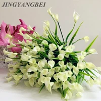 5 bouquet mini 25 head artificial calla leaf silk fake flower lily plastic aquatic plants home decoration 5colors