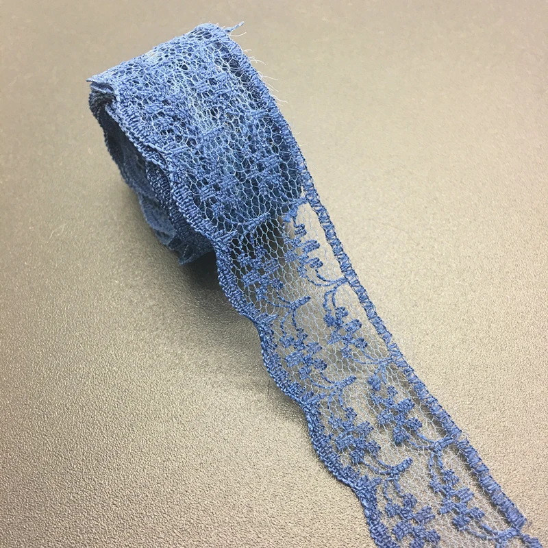 Navy Blue 3/" 20 мм в ширину(10 ярдов/партия) ручная работа вышитая сетчатая кружевная отделка ленты DIY украшения для свадьбы/дня рождения/рождества - Цвет: Navy Blue