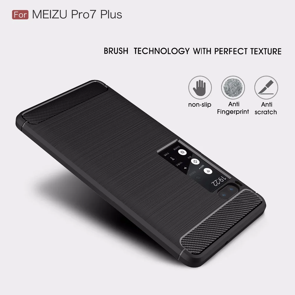 Чехлы для телефонов Meizu Pro 7 Plus углеродное волокно текстура матовый мягкий