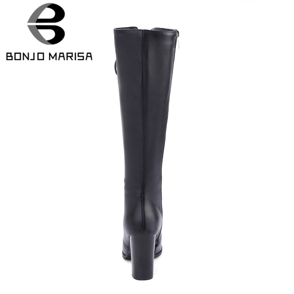 BONJOMARISA/Большие размеры 34-43; красивые сапоги до колена; женская обувь на высоком каблуке; женские вечерние сапоги на платформе со шнуровкой и молнией