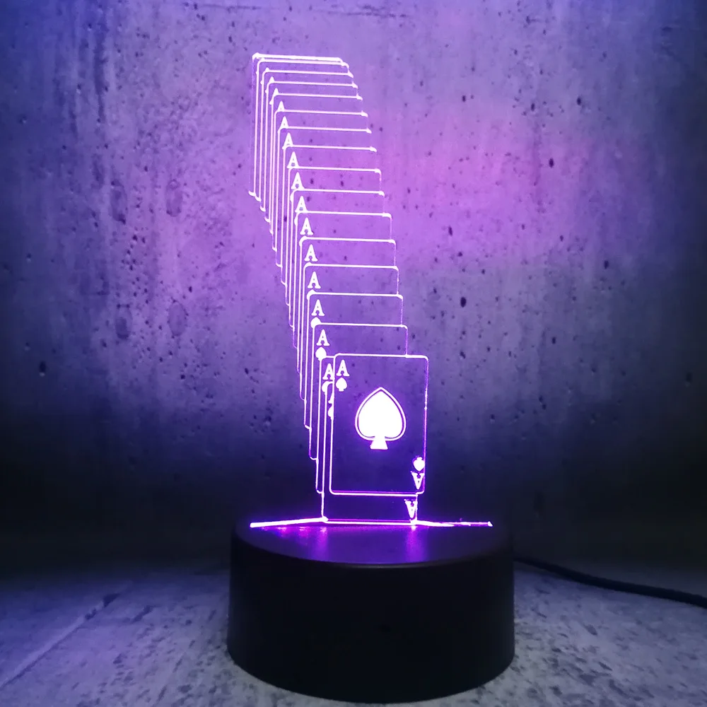 Креативная 3D светодиодная USB лампа для покера игральная карта волшебник