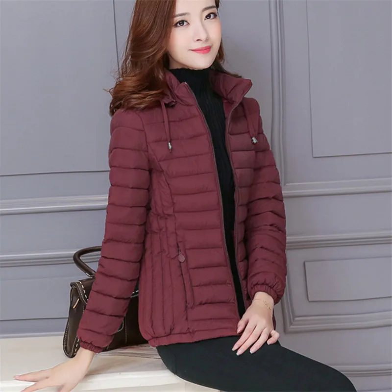 Neploe M-4XL стеганая куртка новая мода Chaqueta Mujer тонкое хлопковое пальто Верхняя одежда для женщин плюс размер женское осенне-зимнее пальто 68008 - Цвет: wine red