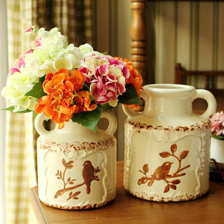 Пасторальные керамические украшения свадебные белая подставка для птиц узор