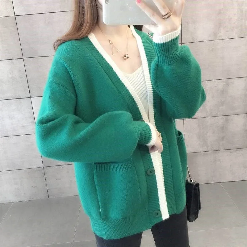 DISIMAN осень 2019 кардиган женский новый розовый зимний свитер одежда корейский