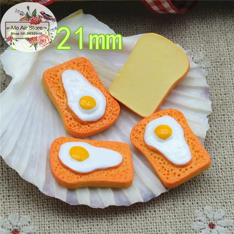 

10PCS egg bread Resin Flat back Cabochon imitation food Art Supply Decoration Charm Craft