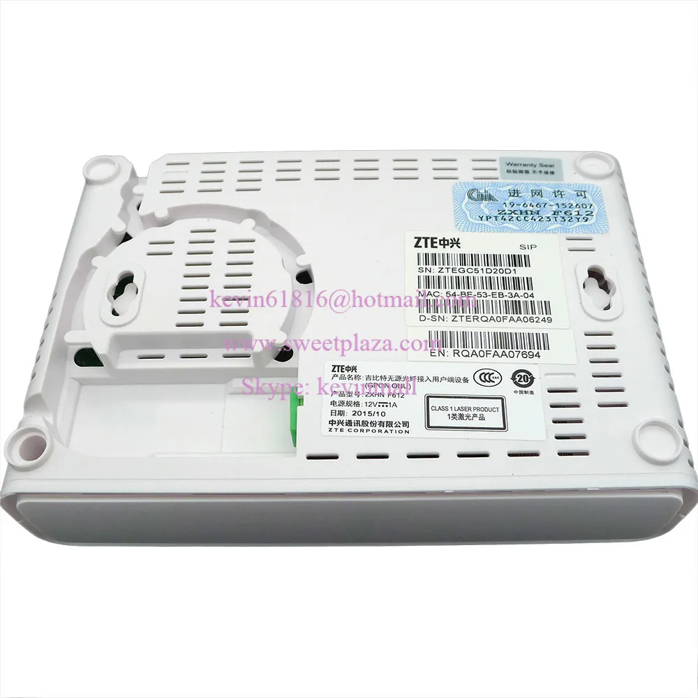 ZTE ZXHN F612 SC/APC GPON Оптическая сеть ONU с 2 портами ethernet и 1 голосовым горшком Версия