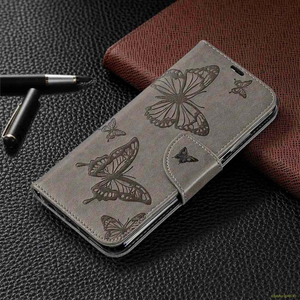 Для huawei P Smart Plus/P 2019 чехол Роскошный 3D тиснение большая бабочка кошелек флип чехлы