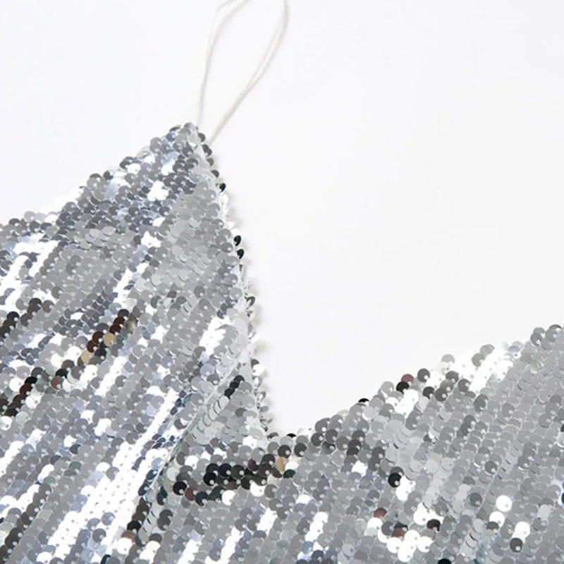 SCQP Блестками Рукавов Блестящие Slip Dress Женская Спинки Сексуальная Элегантный