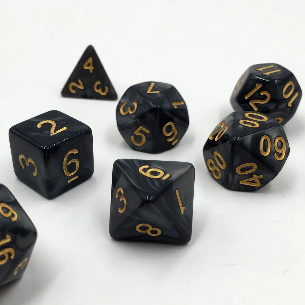 Rollooo кости жемчуг зеленый с золотыми цифрами RPG 7 штук D4 D6 D8 D10 D % D12 D20 | Спорт и