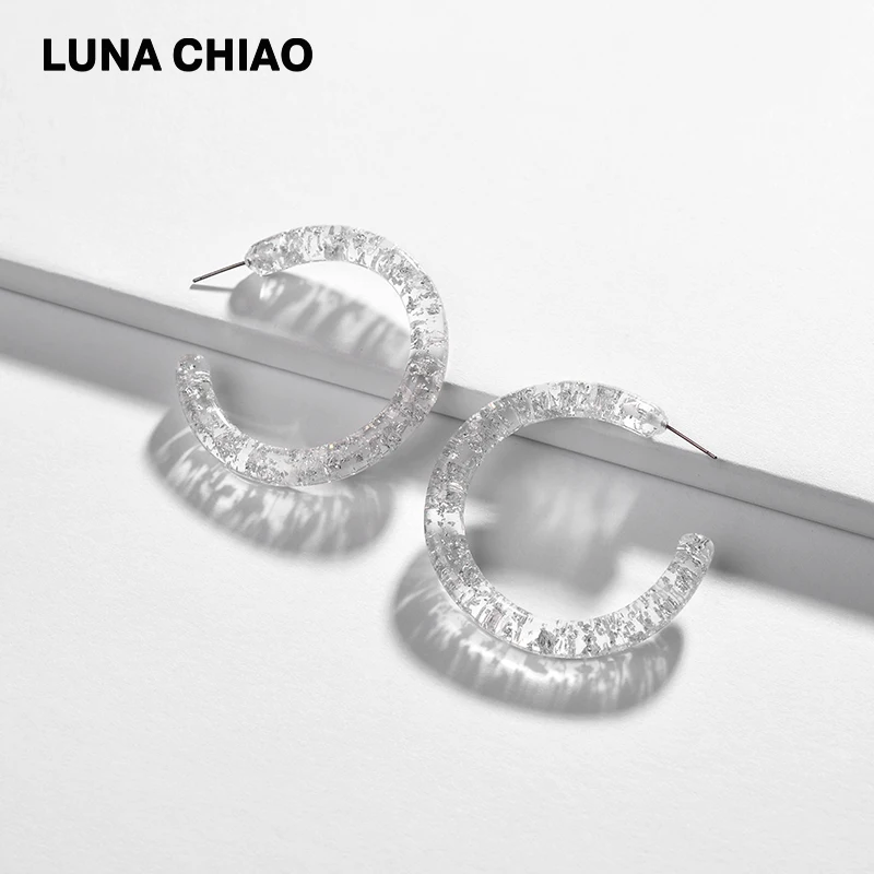 Женские серьги кольца из акриловой смолы LUNA CHIAO модные ювелирные изделия