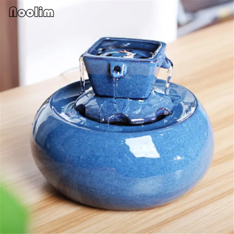 C Ceramic Blue Керамический фэн-шуй фонтан офисный открывающийся подарок на новоселье настольные декоративные украшения для дома - Цвет: C Ceramic Blue