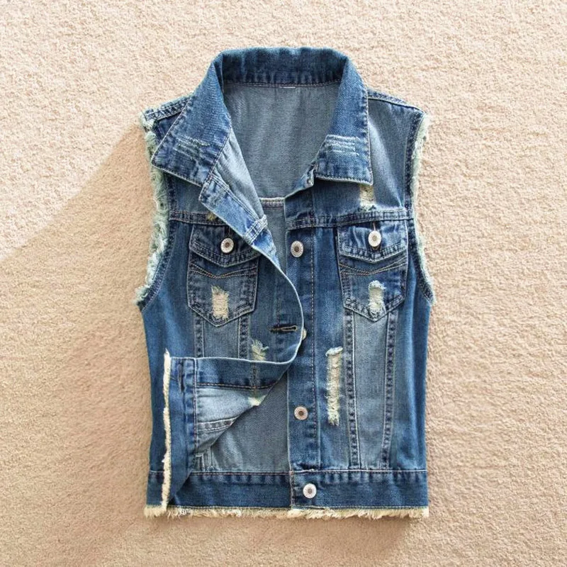 Женский блейзер винтажный без рукавов с карманами|denim vest women|brand womenvest women |