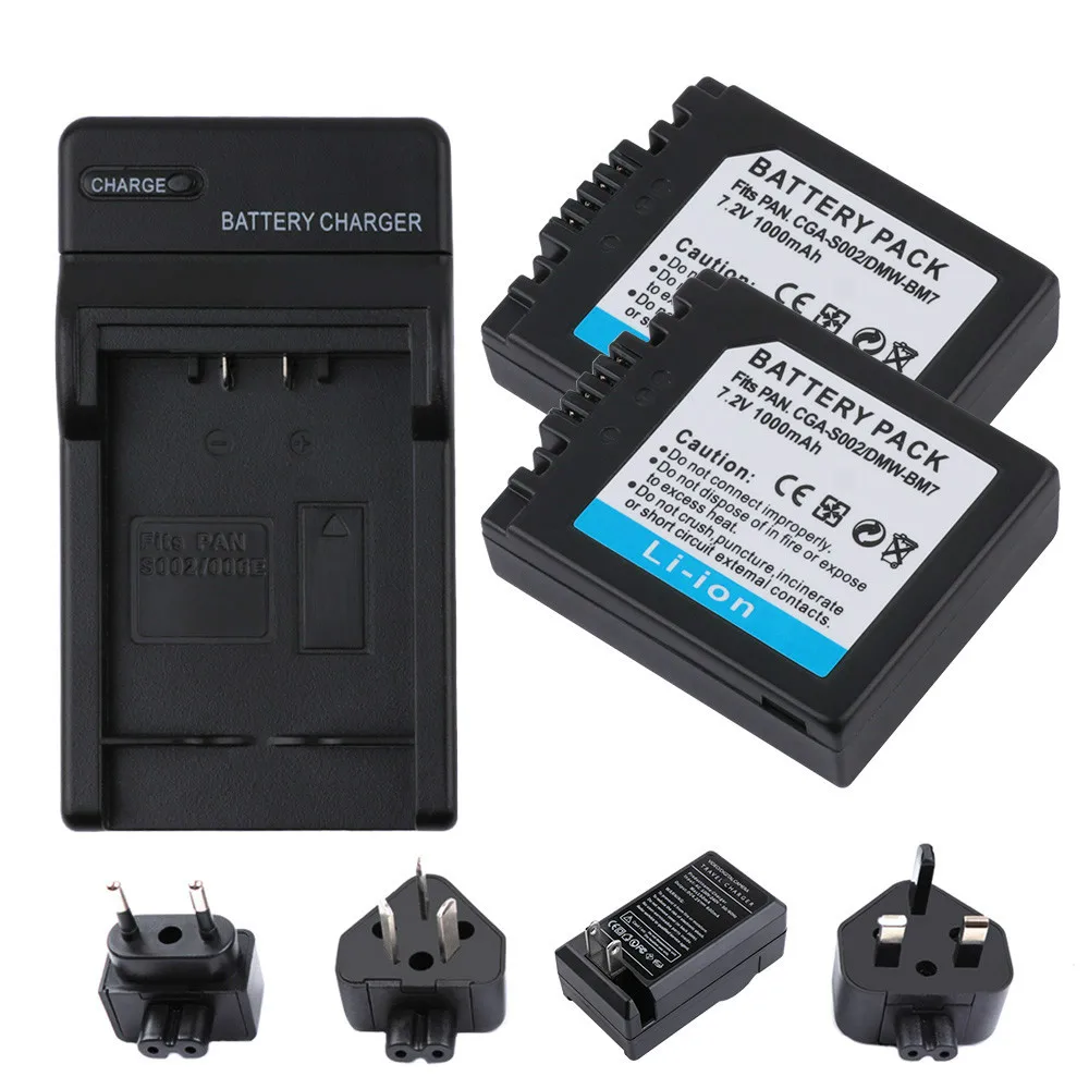 RP1000mAh CGA S002 CGAS002 камера батарея + ЖК зарядное устройство для Panasonic DMC FZ1 FZ10 FZ10EG K