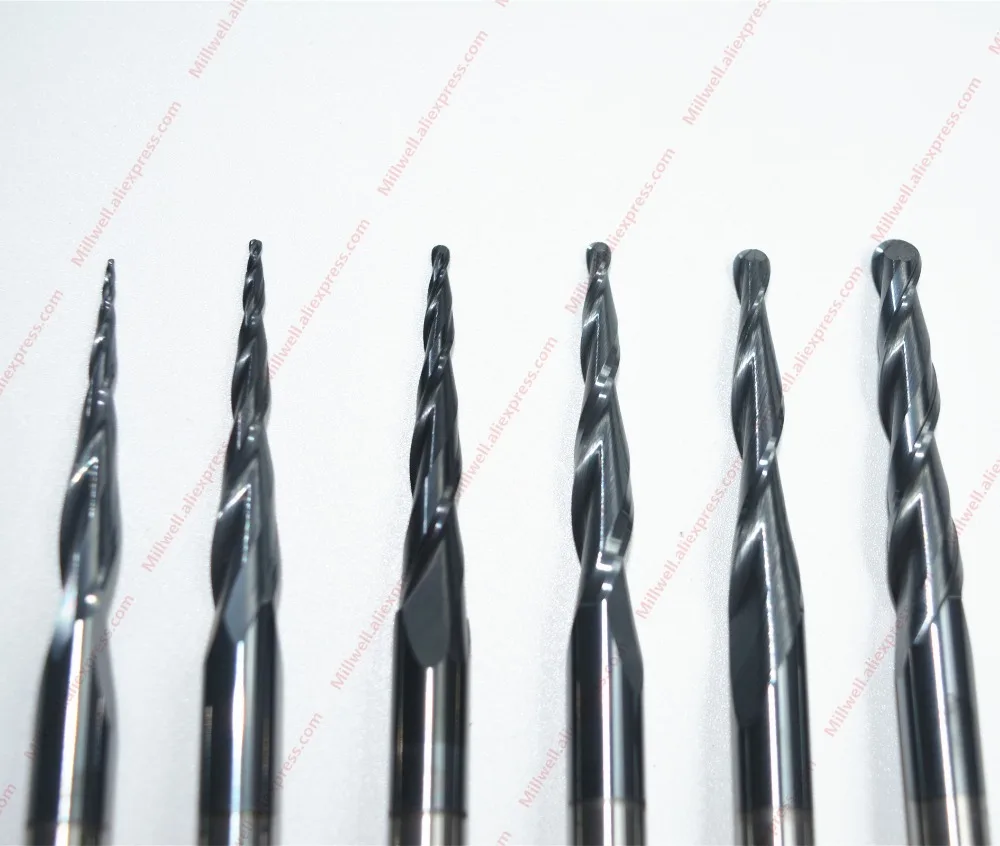 R0.25 R0.5 R0.75 R1 R1.5 R2-6PCS Бесплатная доставка ЧПУ твердосплавная концевая фреза HRC55 tialn