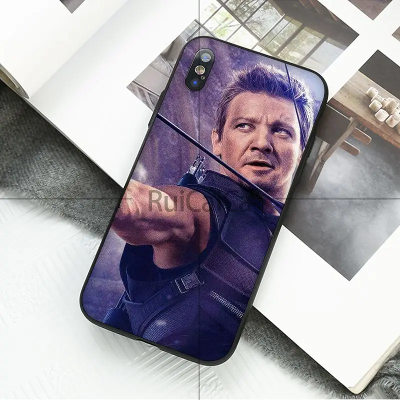 Смарт-чехол Ruicaica Marvel Avengers Hawkeye с черным корпусом для iPhone 8 7 6 6S Plus 5 5S SE XR X XS MAX |