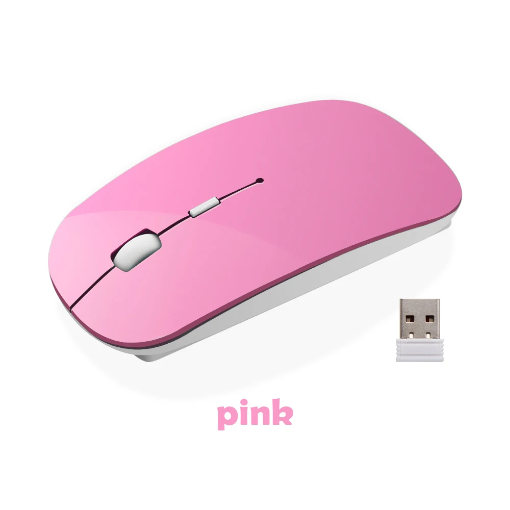 Pink Портативная 2,4G беспроводная мышь Ультра тонкая USB оптическая мышь Бесшумная кнопка для ПК ноутбука MacBook настольного компьютера Air Pro - Цвет: Pink