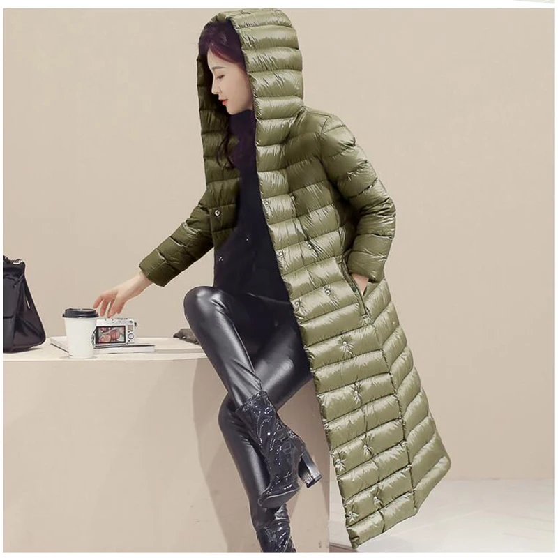 

Womens Down Jackets 2021 Winter Down Coat Women's 90% White Duck Down Long Jacket Ms High Quality Large Size Hooded Down Jacket