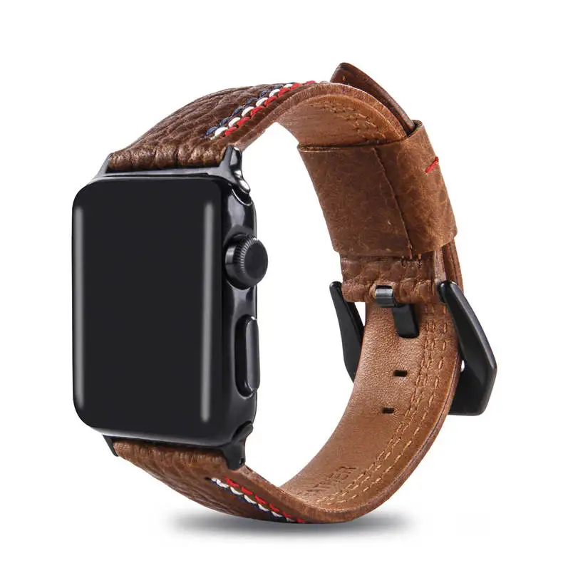 Прошивкой ручной работы из натуральной кожи, ремешок для наручных часов iWatch 38/40 мм/42 44 мм Ретро ремешок для наручных часов для Apple Watch Series 5 4 3 2 1