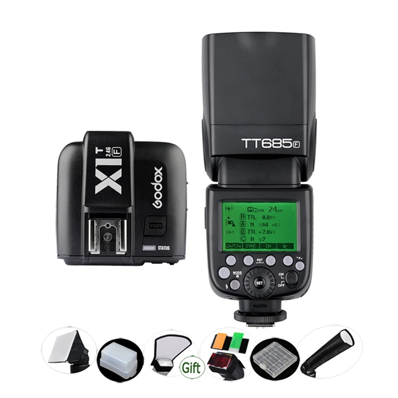 GODOX X1T F триггер передатчика + TT685F GN60 2 4G HSS 1/8000s Беспроводной TTL комплект вспышки