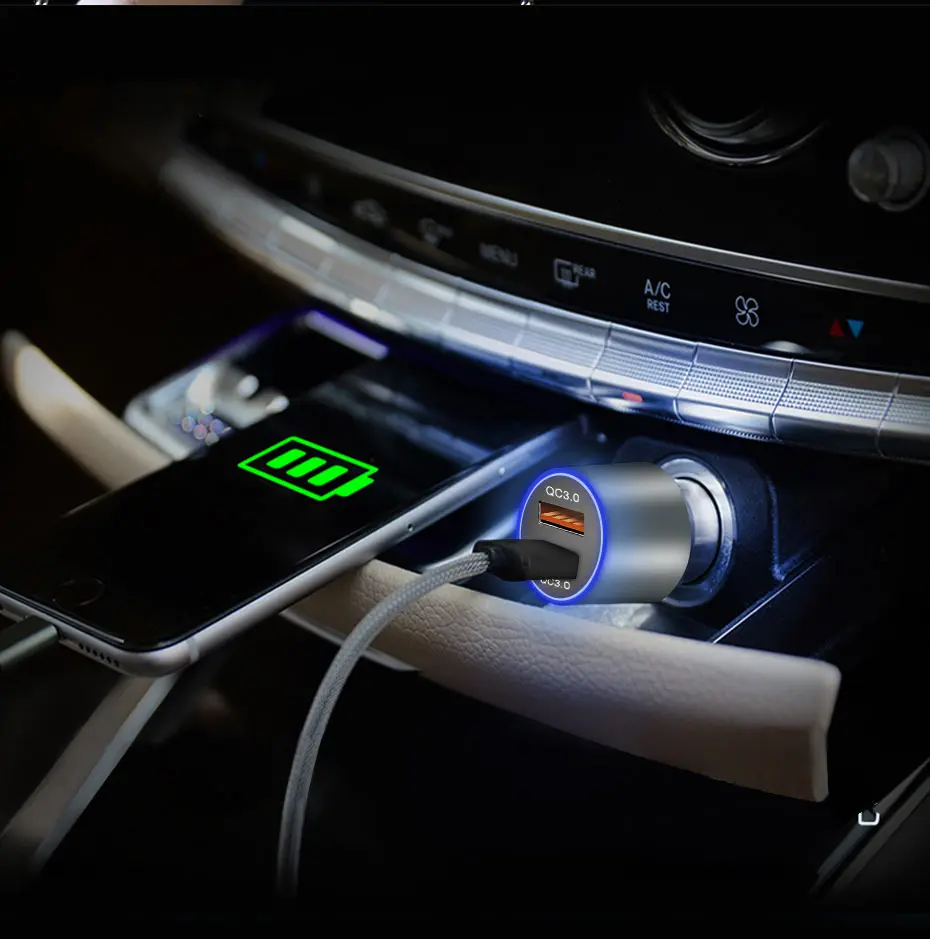 72 Вт двойной QC 3,0 USB Автомобильное зарядное устройство Быстрая зарядка 3,0 USB зарядное устройство для iPhone samsung huawei мобильный телефон быстрое зарядное устройство Автомобильный USB адаптер