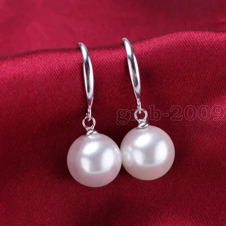 Оригинальные круглые серьги из стерлингового серебра 10 мм с жемчугом в виде