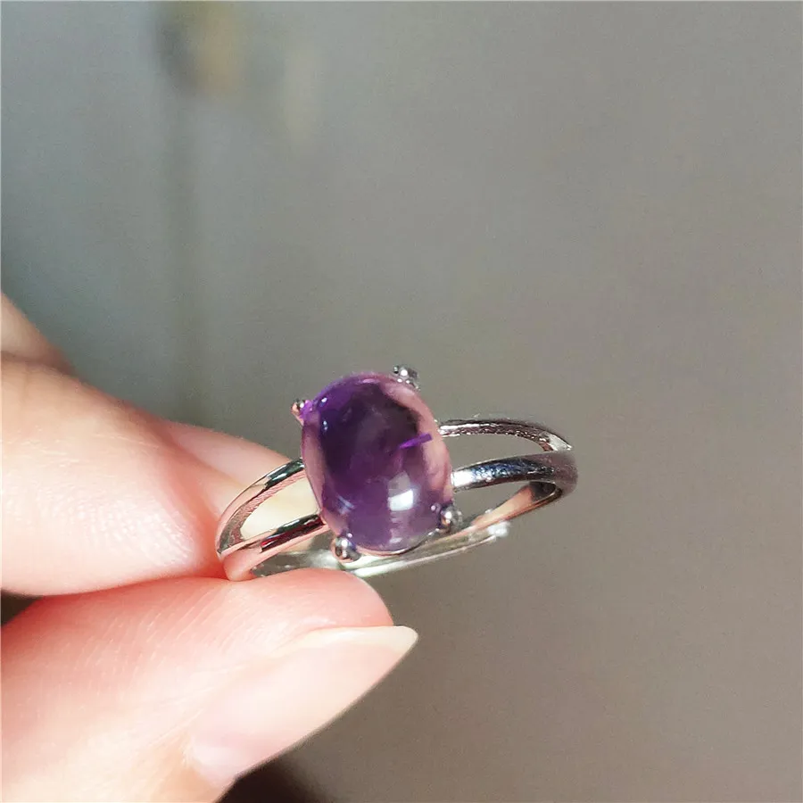 Женские свадебные кольца с натуральным фиолетовым флюоритом регулируемые