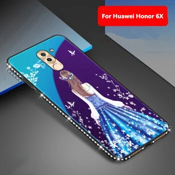 KIYLCZXYCM Стекло чехол для huawei Honor 6X защитное стекло задняя девушка Алмаз оболочка