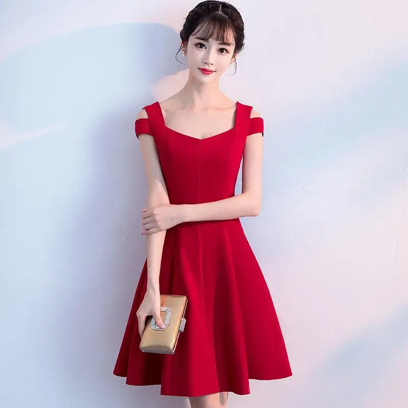 Белое коктейльное короткое платье с открытыми плечами для женщин Vestido De Noche Elegante Сексуальное вечернее гофрированное платье Abendkleider - Цвет: Red 1
