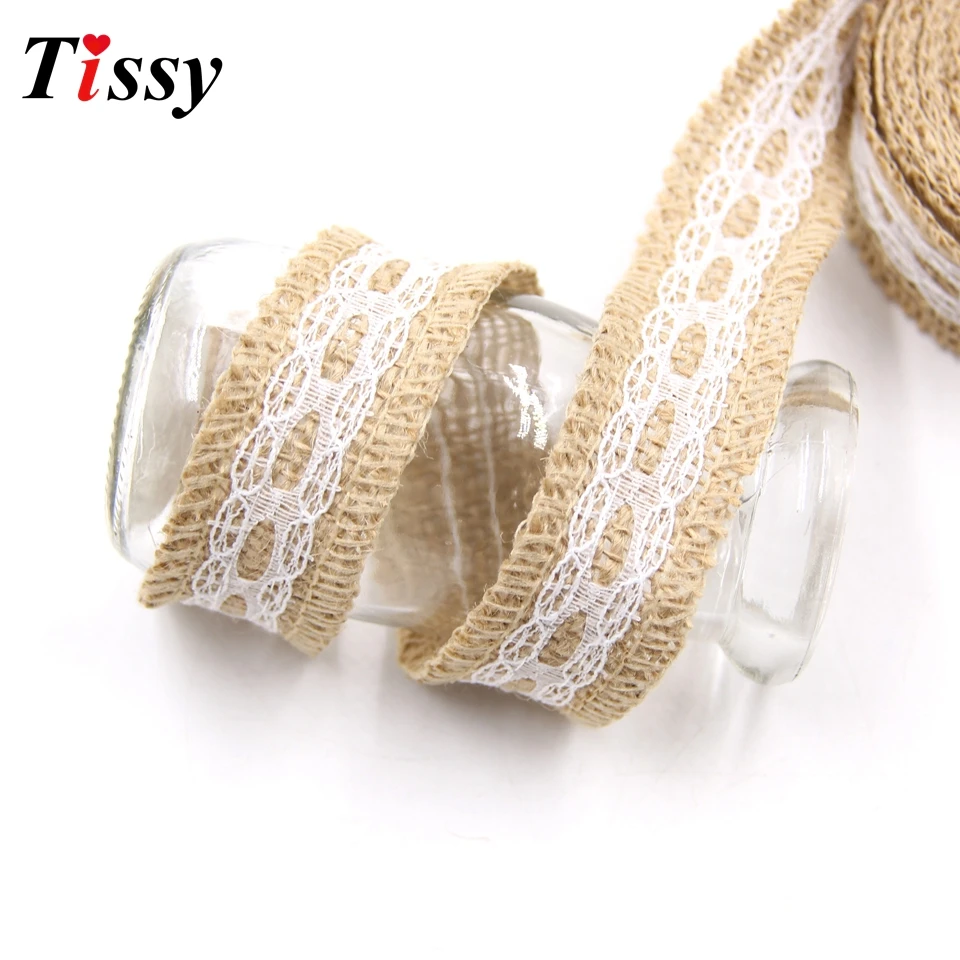 5M/Lot Jute Burlap Rolls Hessian Ribbon Lace Rustic Vintage DIY Ornament Home Garden Wedding Party Decoration Supplies | Дом и сад