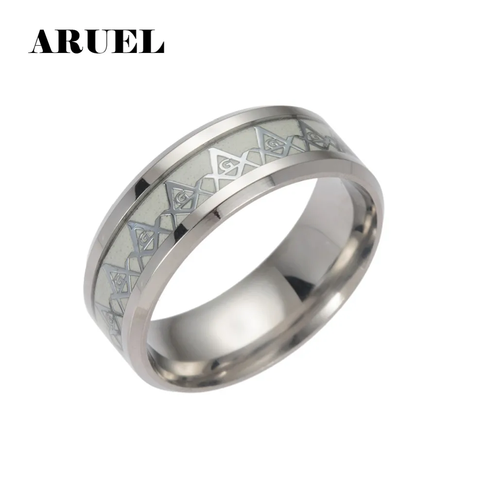 Светящиеся мужские кольца в стиле ретро масонское кольцо из нержавеющей стали