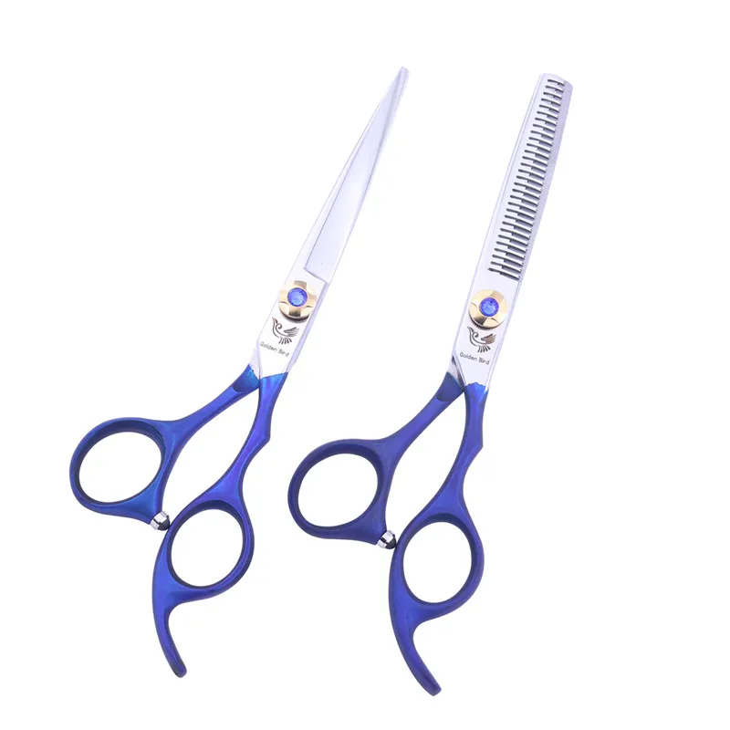 

Профессиональные ножницы для стрижки волос Golden Bird, 6 дюймов, серебристо-синие, парикмахерские инструменты для стрижки, Парикмахерская, подс...