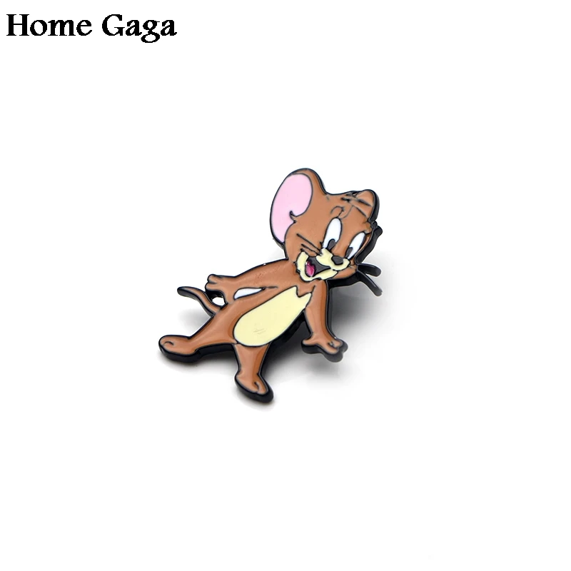 Homegaga Значки для галстука из цинкового сплава с кошкой и мышкой, для одежды, рюкзака, броши для обуви, значки, медали, украшения D1515