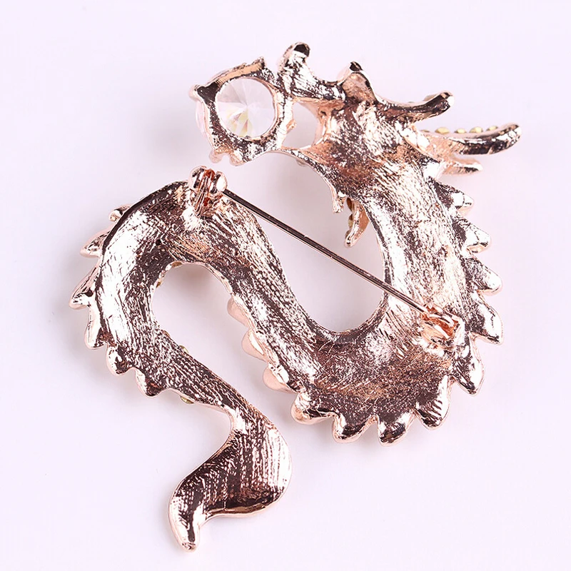 Classic Personality Crystal Rhinestone Pearl Chinese Dragon Brooch Pin Wedding Party Banquet Suit Jewelry for Men Women Gifts | Украшения и