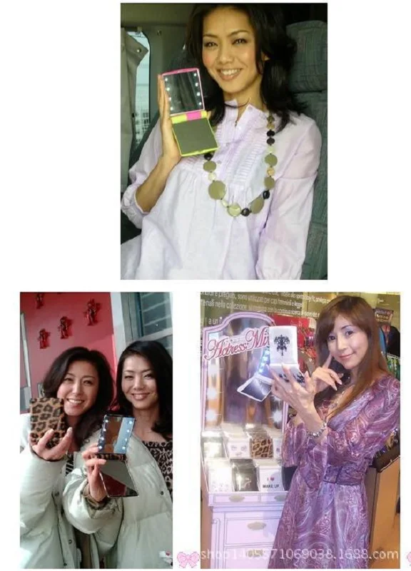 2021 Женская Косметика для макияжа 8 светодиодных зеркал Складные портативные