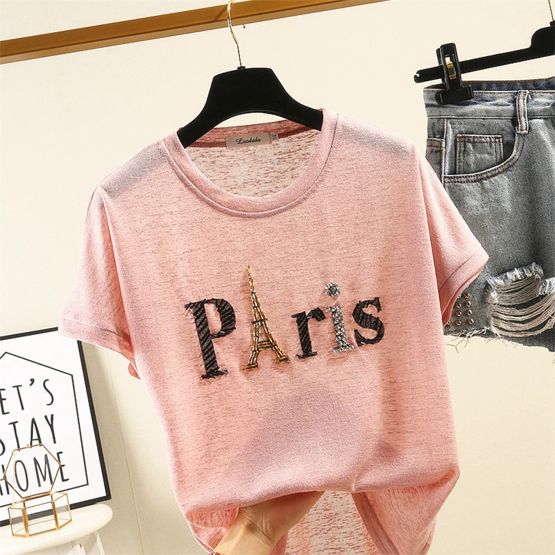 Белая футболка из ледяного шелка с коротким рукавом женская летняя новая