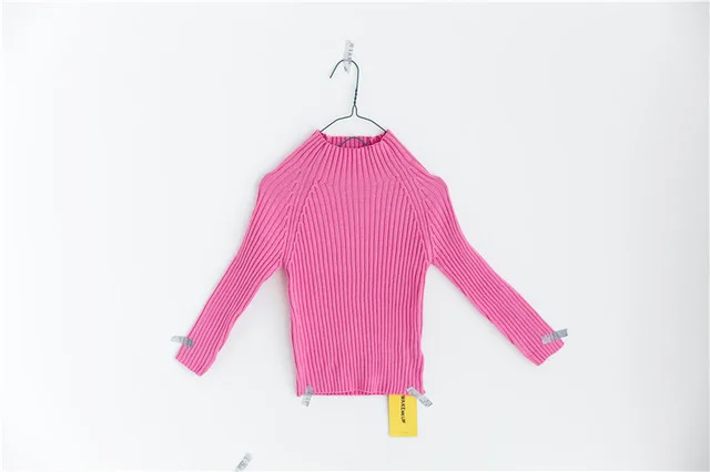 Rose Pink Осенний вязаный свитер в рубчик для маленьких девочек, детская одежда, пуловер для девочек 1-9 лет, свитера для девочек, однотонные свитера ярких цветов для мальчиков - Цвет: Rose Pink